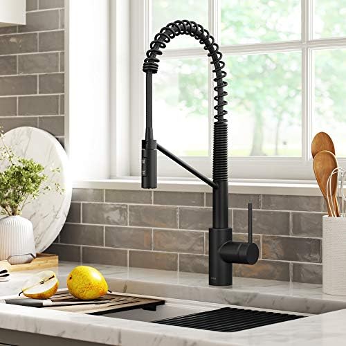 KRAUS Oletto Commercial Style Single Handle Pull Down Kitchen Faucet with QuickDock Top Mount Installation Assembly in Matte Black, KPF-2631MB - Image 2