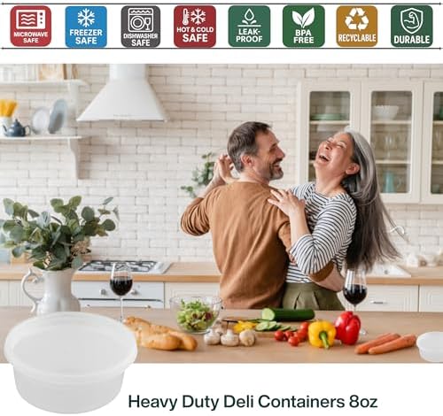 [8oz-36 Sets Plastic Deli Containers with Lids - BPA Free Clear Soup Containers with Airtight Lids, Leak Resistant Food Storage for Meal Prep, Stackable/Microwave/Dishwasher/Freezer Safe - Image 4