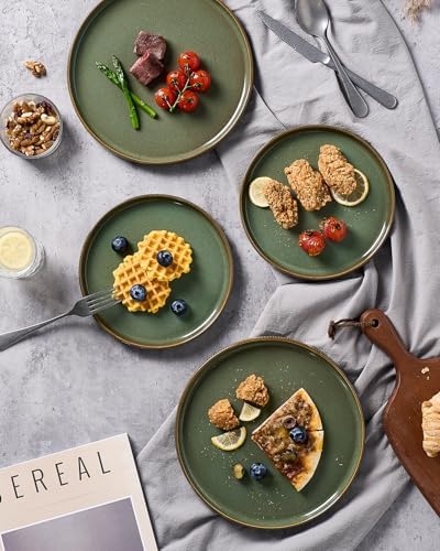 famiware Star 10/8 inches Dinner Plates Set for 6, Capulet Olive - Image 6