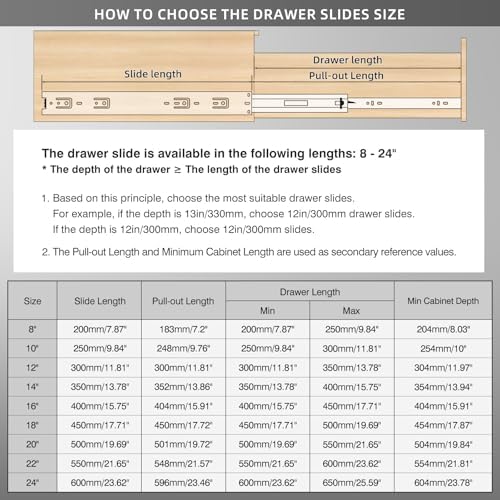 10 Pairs Full Extension Drawer Slides 14 inch Heavy Duty Rails - Image 2
