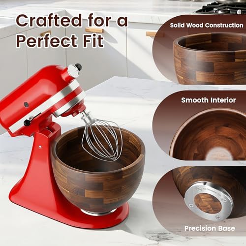 Wood Mixing Bowl Compatible with KitchenAid 4.5 & 5 Qt Tilt-Head - Image 5