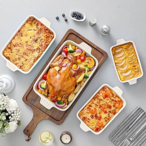 MALACASA Casserole Dishes for Oven, Ceramic Bakeware Set of 4, Blue - Image 6