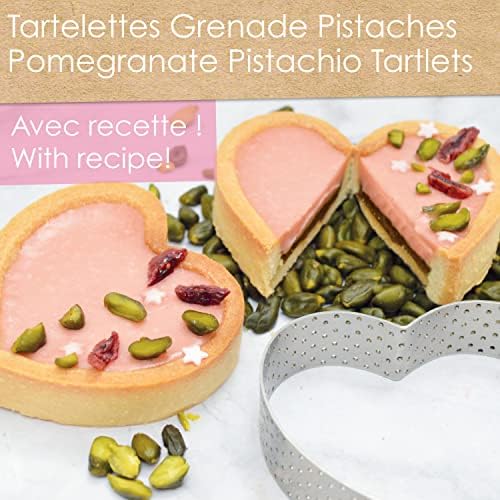 SCRAP COOKING ScrapCooking 1323 Perforated Heart Tart Circles 8.5 x 7.5 cm Stainless Steel Frame Moulds for Baking Uniform Baking Accessories Cake Dessert - Image 6