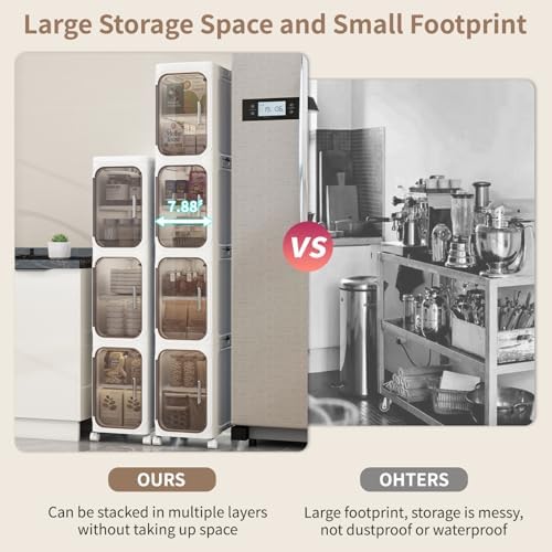 5 Tier Slim Bathroom Storage Cabinet, Foldable and Movable, White - Image 3
