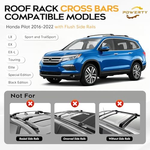 300LBS Roof Rack Crossbar for 2016-2022 Honda Pilot with Flush Rails - Image 2