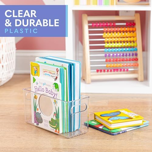 Plastic Food Storage 4 Pack Clear Container Bin with Handles for Organizing Kitchen, Pantry, Refrigerator, Freezer, Pantry, Cabinet, Closet, Bathroom. 10”x4”x5” - Image 6