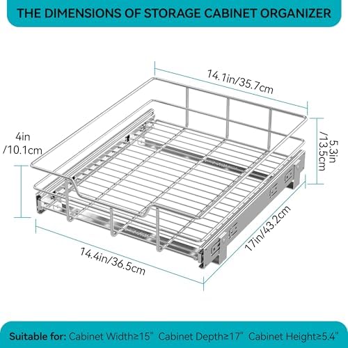 Pull Out Cabinet Organizer 15" W X 22" D, Chromed, Full Slide Out Drawers - Image 2