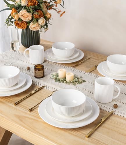 TheTerra Ceramic Dinnerware Set for 6, 18-Piece Plates and Bowls Set - Image 6