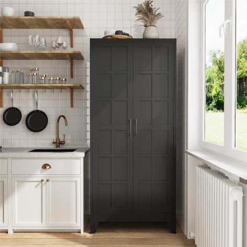 COFaR 71" Black Metal Storage Cabinet with Doors for Office and Garage - Image 7