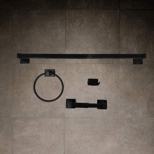 SENTO Cellar Classic Bathroom Accessories Set, Heavy Duty Metal Bath Hardware Set Wall Mounted, Includes Robe Hook, Standard Toilet Paper Holder, Towel Ring, 24” Towel Bar (4-Piece, Matte Black) - Image 3