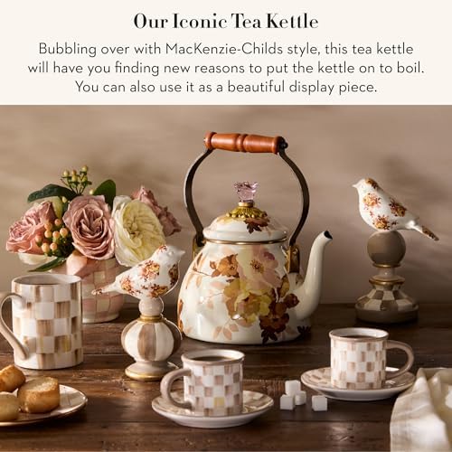 MACKENZIE-CHILDS Tea Kettle, 2 Quarts, Wild Rose White - Image 2