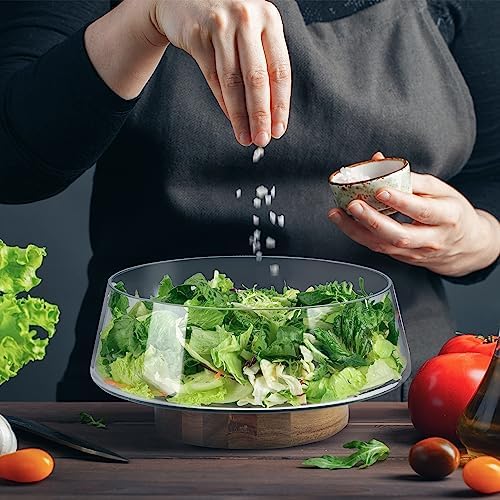 KITEISCAT Extra Large Glass Salad Bowl Set - Party Salad Bowls with Acacia Wood Base and Serving Utensils - Elegant and Practical Kitchen Must-Have - Image 6