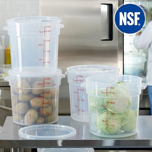 CURTA 18 Quart Translucent Round Food Storage Container with Lid, Pack of 4 – NSF Listed, BPA-Free, Commercial-Grade Polypropylene, Freezer & Dishwasher Safe, Non-Stick, Easy-Read Graduations - Image 5