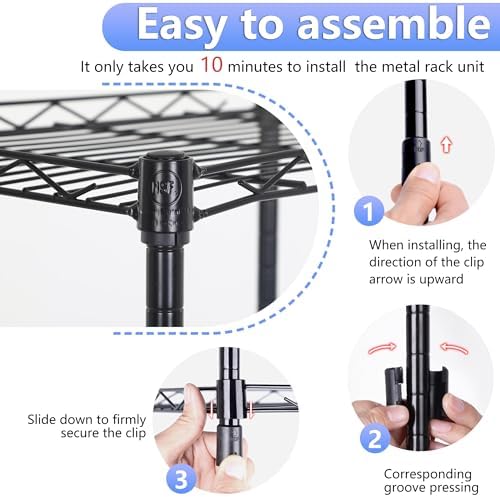 BestOffice | 6-Tier Wire Shelf | 17" x 12" x 64" | Black - Image 4
