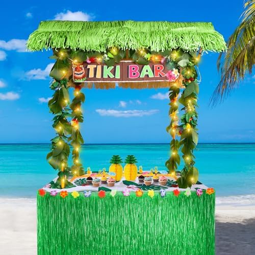 Auihiay 125PCS Tiki Bar Hut Kit, Portable Outdoor Tiki Bar Decor Supplies by Auihiay