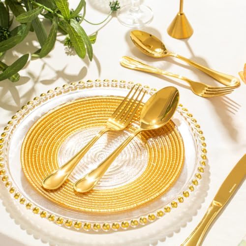 18/10 Stainless Steel Silverware Set for 8, 40 Piece Gold Flatware Set - Image 2