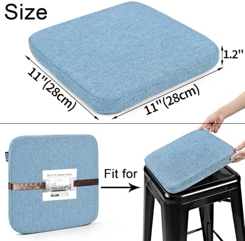 BUYUE Friendly Woven Fabric Magnetic Bar Stool Cushion 1 Piece, Enhanced Anti-Slip Breathable Small Chair Seat Pad for Café Bistro Stackable Metal Stool (Square, Light Blue, 1) - Image 4