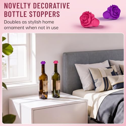 2‑Pack Silicone Wine Stoppers, Rose Shaped Bottle Stoppers - Image 6