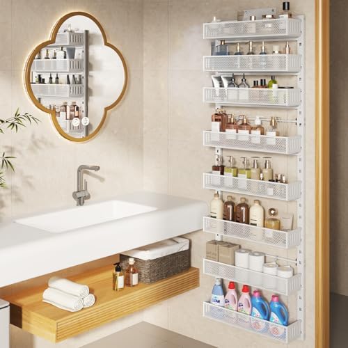 Pantry Door Organizers and Storage,8-Tier Large Wide Metal Heavy-Duty Frame Over the Door Spice Rack, 2 in 1 Wall-Mounted or Hanging shelf for Kitchen, Bathroom, Laundry Room, Bedroom, Closet &Nursery - Image 6