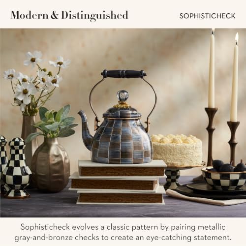 MACKENZIE-CHILDS Enamel Canister, Large, Gray-and-Bronze Sophisticheck - Image 3
