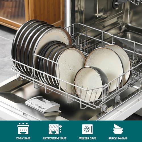 vancasso Plates and Bowls Sets, 24 Pieces Stoneware Dinnerware Sets for 8, Kitchen Dish Set Mircowave and Dishwasher Safe Ceramic Dishware, Light Cream, Series AMBER - Image 4