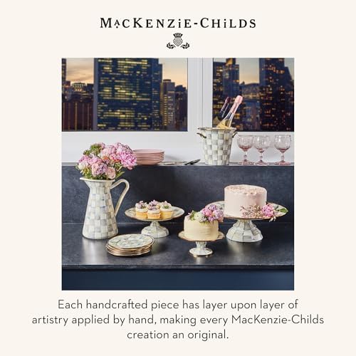 MACKENZIE-CHILDS Pedestal Platter, Small, Gray-and-White Sterling Check - Image 6
