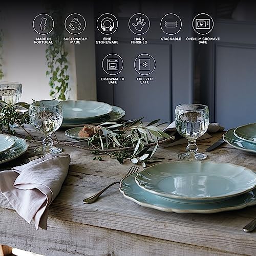 Costa Nova Ceramic Stoneware 11'' Dinner Plate - Alentejo Collection, White | Microwave & Dishwasher Safe Dinnerware | Food Safe Glazing | Restaurant Quality Tableware - Image 3
