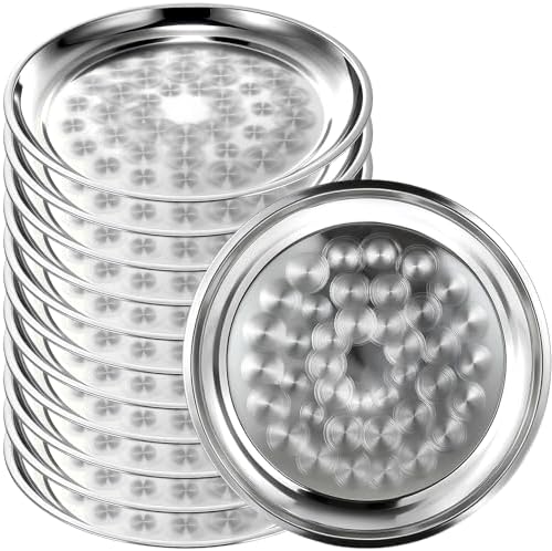 20 Pack Stainless Steel Round Silver Serving Tray Bulk, 12 Inch by Acellegic