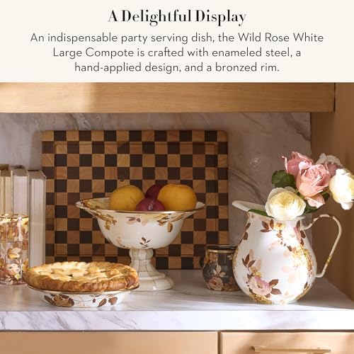 MACKENZIE-CHILDS Enamel Compote, Large, Wild Rose White - Image 2