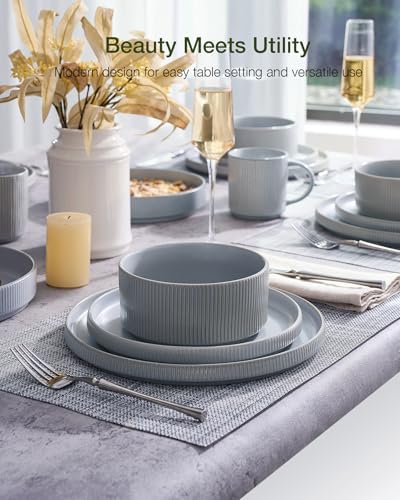 Famiware Star Stoneware Dinnerware Set, Reactive Glaze Plates & Bowls for 4 - Image 2