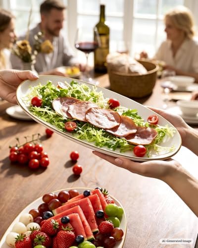 famiware Serving Platters Set of 3 Sizes - Oval, Matte White - Image 3