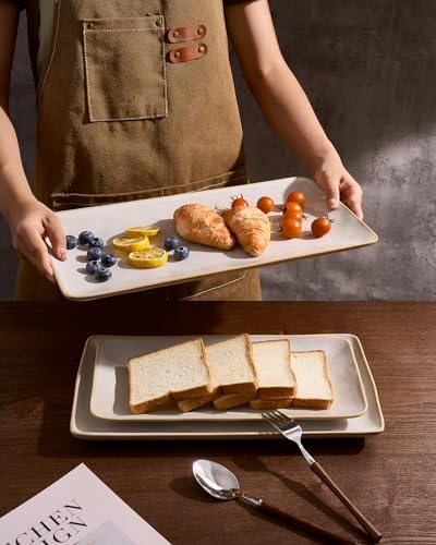 Famiware Serving Platters Set of 3 Sizes - Rectangular, Cappuccino White - Image 6