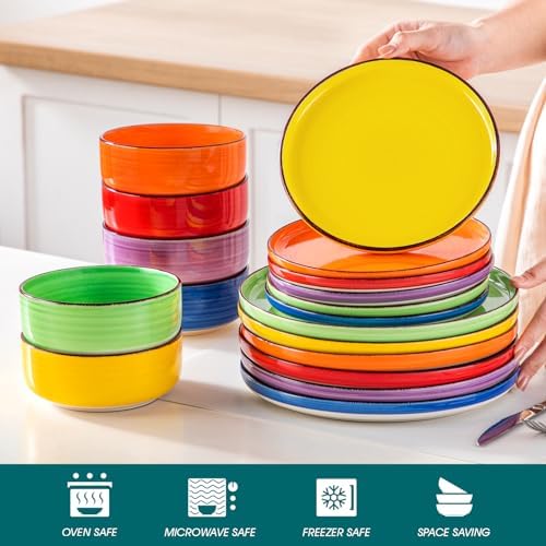vancasso Bonita Dinnerware Sets 18 Pieces, Stoneware Dishes Set for 6, Plates and Bowls Set, Dinshwasher and Microwave Safe, Multicolor - Image 4