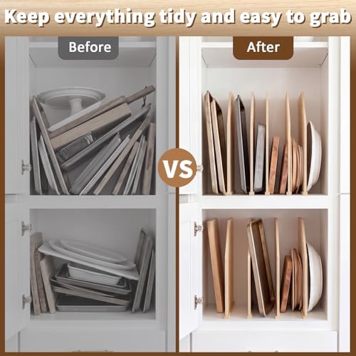 Nuanchu 6 Pack Wood Tray Dividers for Cabinet, Cookie Sheet Organizer - Image 2