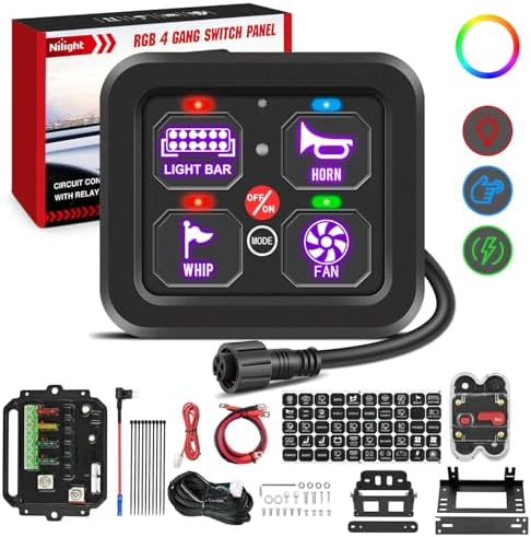 Nilight 4 Gang Switch Panel RGB 12V 24V Circuit Control Relay System by Nilight