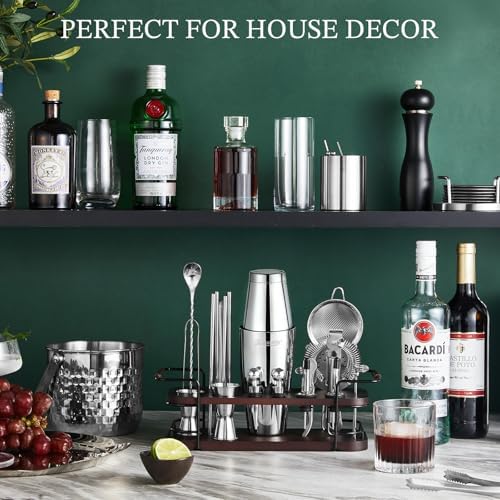 KITESSENSU Boston Shaker Set with Stand | Complete 24-Piece Bartender Cocktail Kit with All Bar Accessories - Image 2