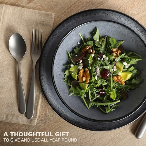 Gibson Elite Tribeca Loft 16-Piece Dinnerware Set – Matte Black and Blue Reactive Glaze Stoneware, Double Bowl Round Plates and Bowls – Modern Rustic Dinnerware for 4, Dishwasher & Microwave Safe - Image 4