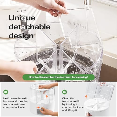 16lb Grain and Rice Storage Container, 360° Rotating 6 Grid Grain Dispenser - Image 4