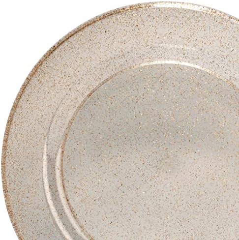 OCCASIONS 100 Plates Pack,(50 Guests) Heavyweight Premium Wedding Party Disposable Plastic Plates Set -50 x 10.5'' Dinner + 50 x 7.5'' Salad/Dessert (Seasons Clear/Gold Glitter) - Image 2
