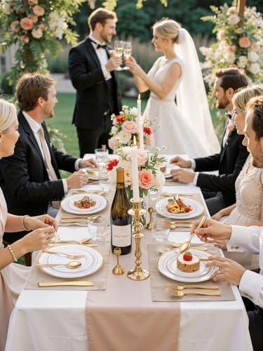 WDF 120 Pieces Gold Disposable Plastic Plates - White and Gold Plates Include Dinner Plate & Salad Plate for Party/Baby Shower/Wedding/Thanksgiving - Image 5