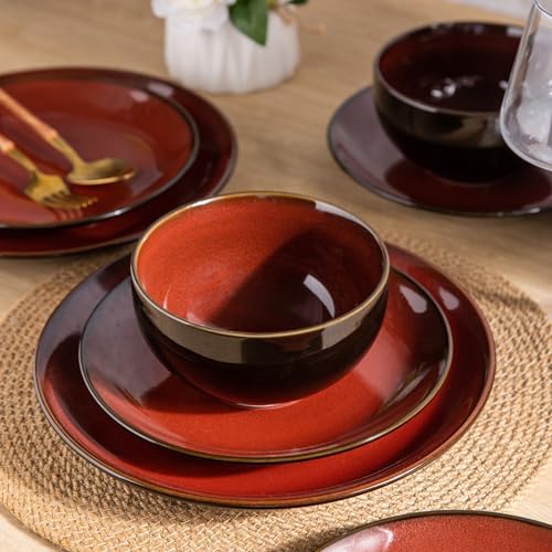 LeRatio Ceramic Dinnerware Sets for 8,24Pcs Porcelain Plates and Bowls Set - Image 2