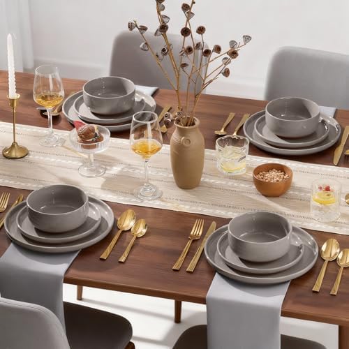 E-far Plates and Bowls Sets, 18Pcs Stoneware Ceramic Dinnerware Dishes Sets - Image 4