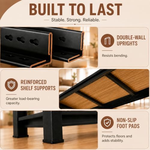 Metal Book Shelf Adjustable Heavy Duty Bookshelf with Tool-Free Assembly - Image 5