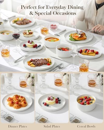 MALACASA Porcelain 18 Pieces Plates and Bowls Set, Dinnerware Set for 6 - Image 5