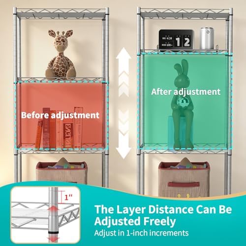 BestOffice | 4-Tier Wire Shelf | 12" x 18" x 44 | Chrome - Image 5