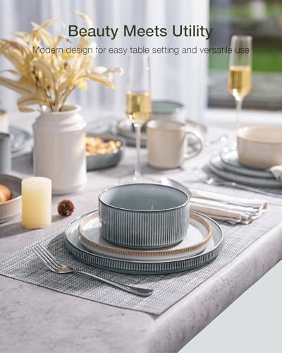 Famiware Star Stoneware Dinnerware Sets for 8, Reactive Glaze Plates, Bowls - Image 2