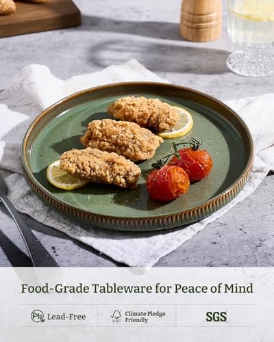 famiware Star 10/8 inches Dinner Plates Set for 6, Capulet Olive - Image 5