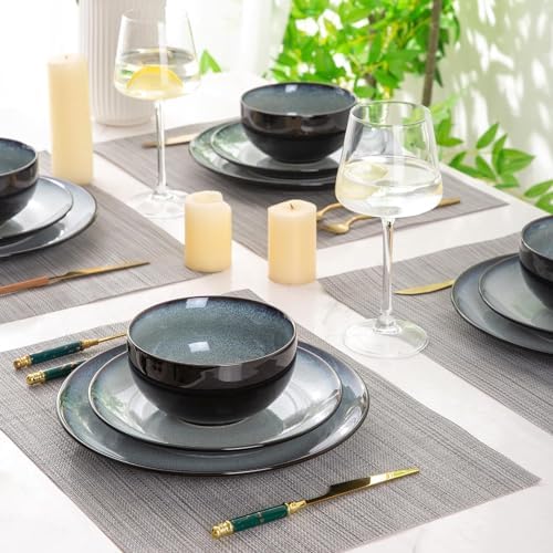 LeRatio Ceramic Dinnerware Sets for 6,18Pcs Porcelain Plates and Bowls Set - Image 7