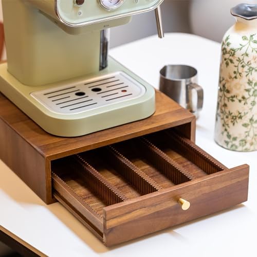 Acacia Wood Coffee Pod Drawer Compatible with Nespresso Vertuo, Pods Holder, Pod Organizer Tray, Storage, Stand, Container, Capsule Holder for Coffee Bar Countertop, 40 Big or 60 Small Pods Capacity - Image 6