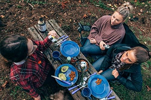 Stansport Deluxe 24-Piece Enamel Tableware Set - Enamel Plates and Bowls Lightweight and Durable Camp Dish Set for Camping and Backpacking Plates and Bowls for 4 People - Image 3